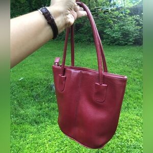 Elegant Red Leather Tote Bag